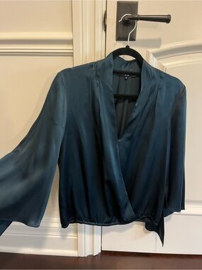 Generation Love Teal Satin Wrap Blouse